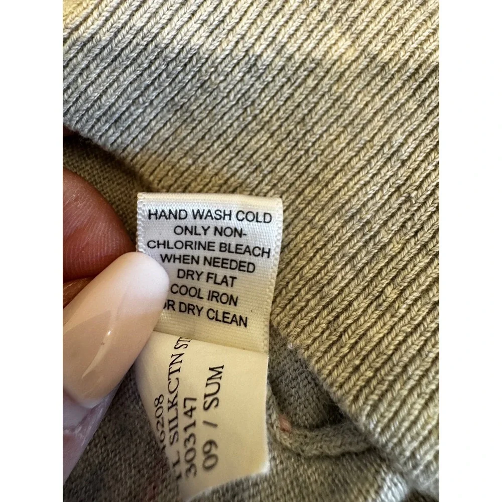 Banana Republic Sweater Mens M Gray Striped Silk Cotton V Neck Pullover